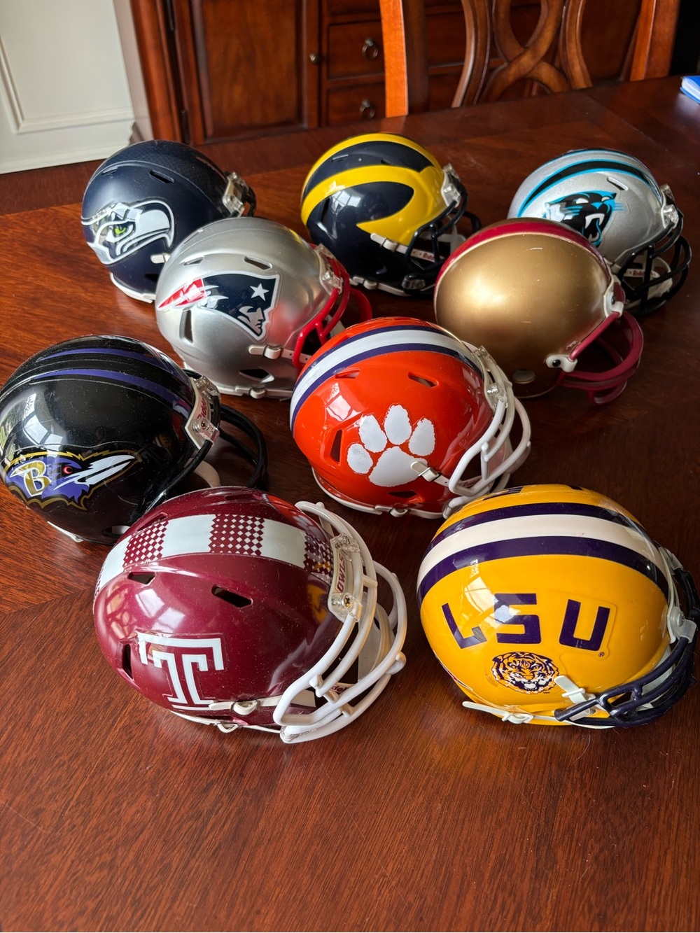 Assorted College & NFL Mini Football Helmet Lot - Bright Team Colors
